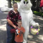Never can go wrong with a picture with a person in a huge bunny suit.