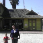 AJ and Denise in front of the train depot.