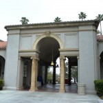 Another entrance to the quadrangle shows a Moorish arch mixed with Italian inspired columns.