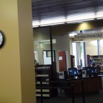 New self-checkout counters at the new Marcy Branch Library.