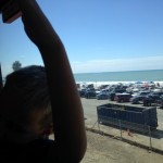 AJ got excited as we traveled down the coast to the San Clemente Pier station.