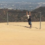 Once AJ saw people exercising up on Dante's Peak he had to do it as well.