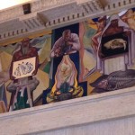 The murals from the 1930s show in pictograph man's progress in science.