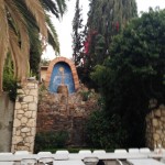 A fountain in the courtyard.