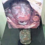 This death mask idol was used to protect a burial site. The red bark covering it is poisonous to the touch. 