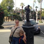 Denise and AJ in front of the Temperance Water Fountain.