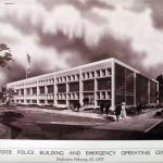 This design drawing shows the opening of the new Riverside Police Station in 1965. (Courtesy Ruhnau Ruhnau Clarke)