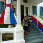 AJ and Denise on the portico steps.