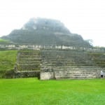 Denise looks up to El Castillo.