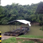 The ferry that takes people across the Mopan river.