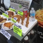 A display of some of the okonomiyaki being sold.