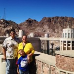 The family with the intake valves for the turbines in the background.