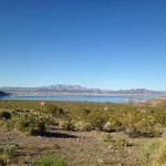 A view of Lake Mead behind the Hoover Dam.