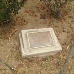 A new time capsule placed in 1970 sits in the middle of a rose garden.