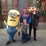 AJ and I with Gru and a minion. I was dressed for the occasion, I don't know why AJ didn't read the memo.