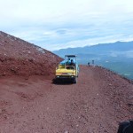 To get goods up the volcanos huts use little tractors up the down trail.