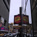 Side view of the Lunt Fontanne Theater showing Charlie and the Chocolate Factory