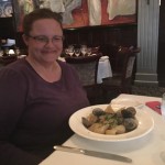 Denise had the seafood pasta al dente. 