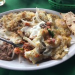 Chilaquiles with the best flour tortillas.